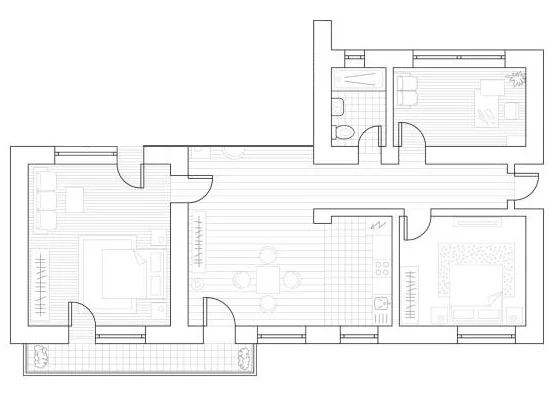 Planta 3 quartos · 120m²